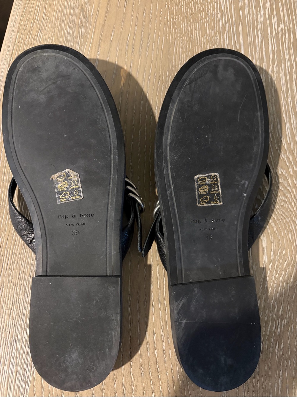 rag & bone Black Leather Gia thong Sandals 39/9 - Picture 5 of 7